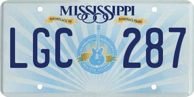 MS license plate LGC287