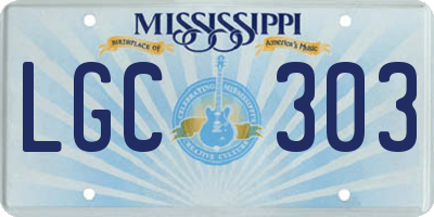 MS license plate LGC303
