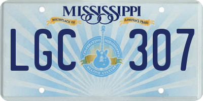 MS license plate LGC307