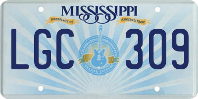 MS license plate LGC309