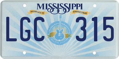 MS license plate LGC315