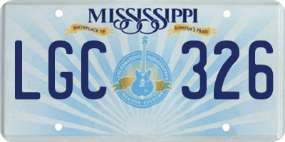 MS license plate LGC326