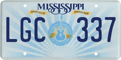 MS license plate LGC337