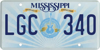 MS license plate LGC340