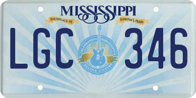 MS license plate LGC346