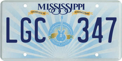 MS license plate LGC347