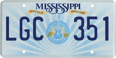 MS license plate LGC351