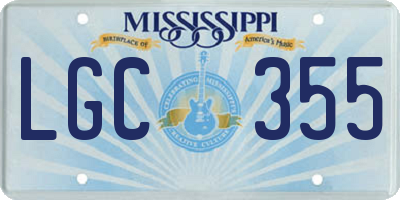 MS license plate LGC355