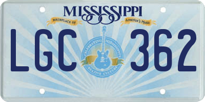 MS license plate LGC362