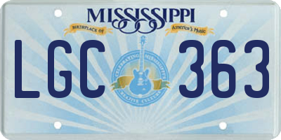 MS license plate LGC363