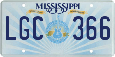 MS license plate LGC366