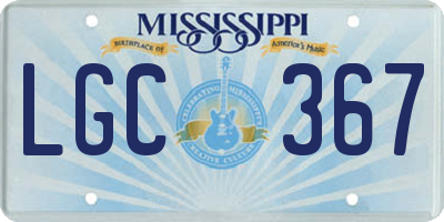 MS license plate LGC367
