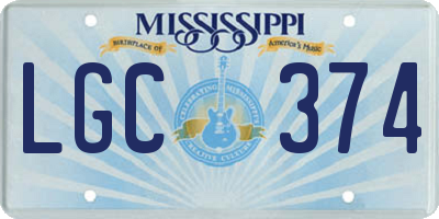 MS license plate LGC374