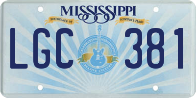 MS license plate LGC381