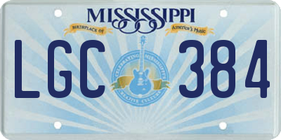 MS license plate LGC384