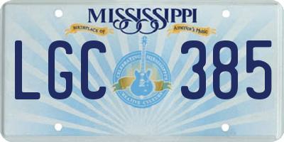 MS license plate LGC385