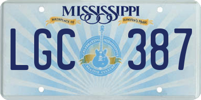 MS license plate LGC387
