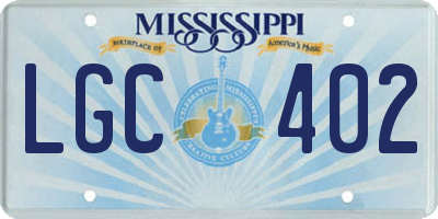 MS license plate LGC402