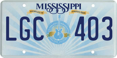 MS license plate LGC403