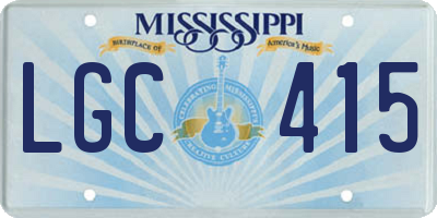 MS license plate LGC415