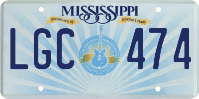 MS license plate LGC474