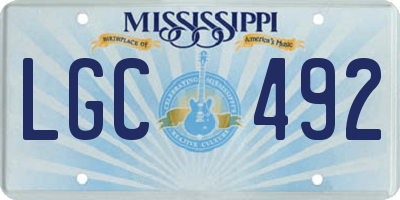 MS license plate LGC492