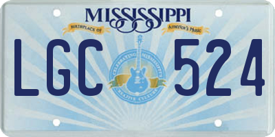 MS license plate LGC524