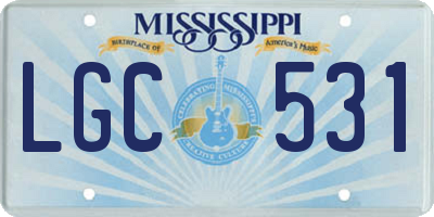 MS license plate LGC531