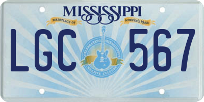 MS license plate LGC567