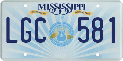 MS license plate LGC581