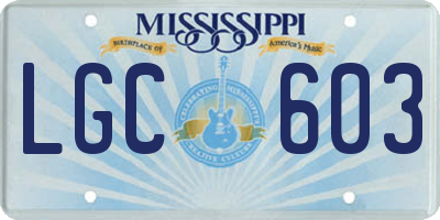 MS license plate LGC603