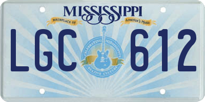 MS license plate LGC612