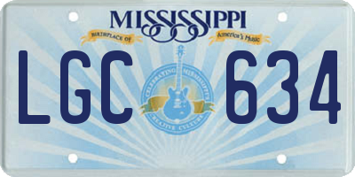 MS license plate LGC634