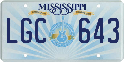 MS license plate LGC643