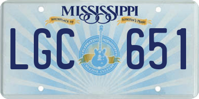 MS license plate LGC651