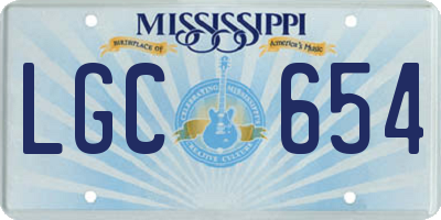 MS license plate LGC654