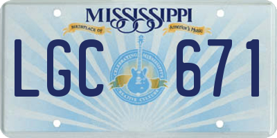 MS license plate LGC671