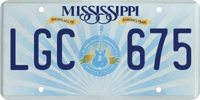 MS license plate LGC675
