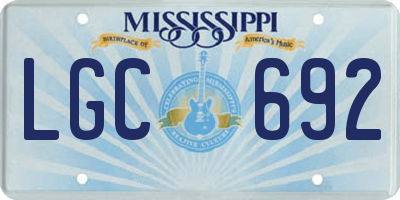 MS license plate LGC692