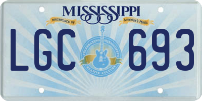 MS license plate LGC693
