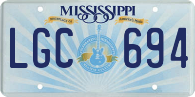 MS license plate LGC694