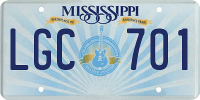 MS license plate LGC701