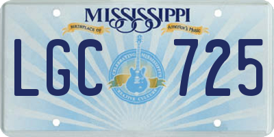 MS license plate LGC725