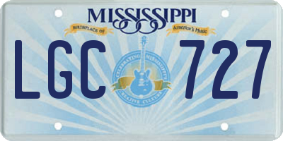 MS license plate LGC727