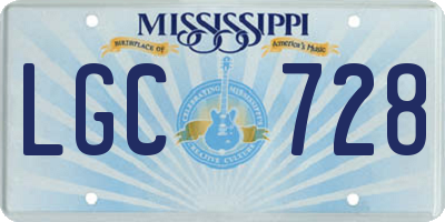 MS license plate LGC728