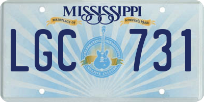 MS license plate LGC731