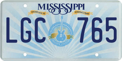 MS license plate LGC765