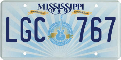 MS license plate LGC767