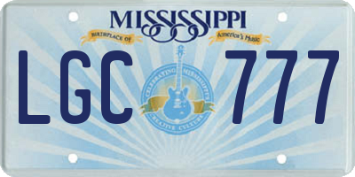 MS license plate LGC777