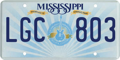MS license plate LGC803